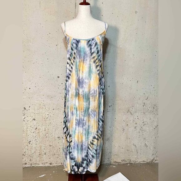Tie Dye Summer Beach Gauzy Boho Maxi‎ Dress OSFM - Picture 1 of 8